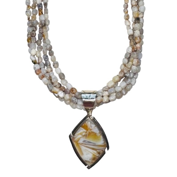 Jay King Agate Sterling Silver Multi Stranded Pendant Necklace - Picture 9 of 10